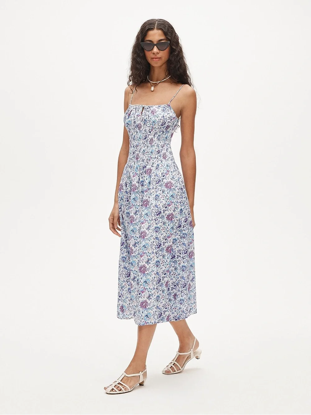 J.CREW Smocked Sundress in Liberty Christelle White Fabric XXS Organic Cotton